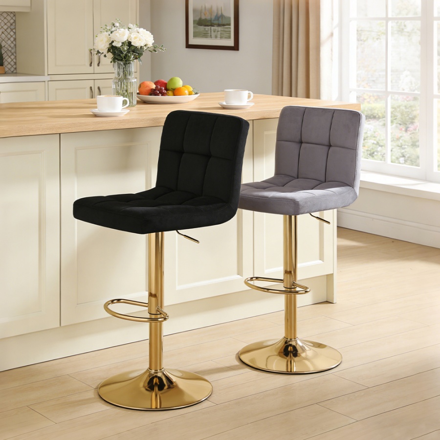 Square back adjustable swivel bar stool